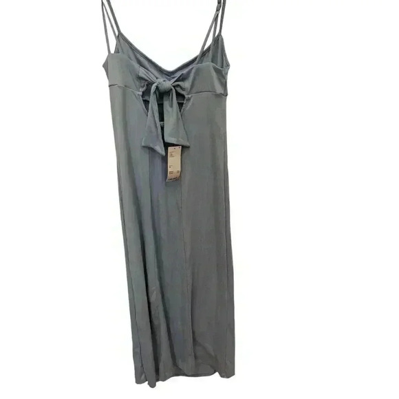 NWT Urban Outfitters Womens Midi V Neck Adjustable Strap Slit Tank Dress Blue XS - Picture 2 of 10